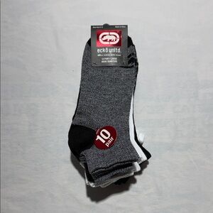 Ecko Unlimited Men’s 10-Pack Athletic Quarter Socks - Black, Gray & White
